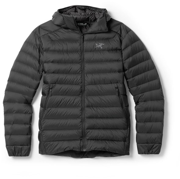 Front view of the Arc'teryx Cerium Down Hoody for men, perfect for winter activities.