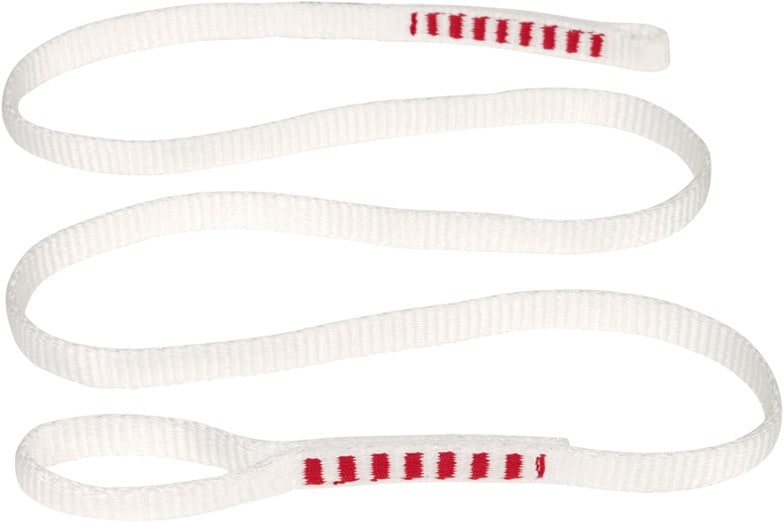 Mammut Lightweight Alpine Trad Sling shown in use on a steep climb, highlighting its quick deployment feature.