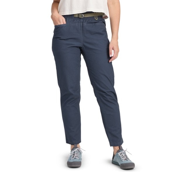 Close-up of Elevate Women's Climbing Pants showing the organic cotton texture