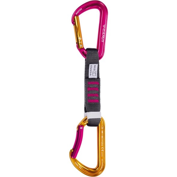 C.A.M.P. Photon Express KS Janja quickdraw showcasing the straight-gate carabiner for easy clipping.