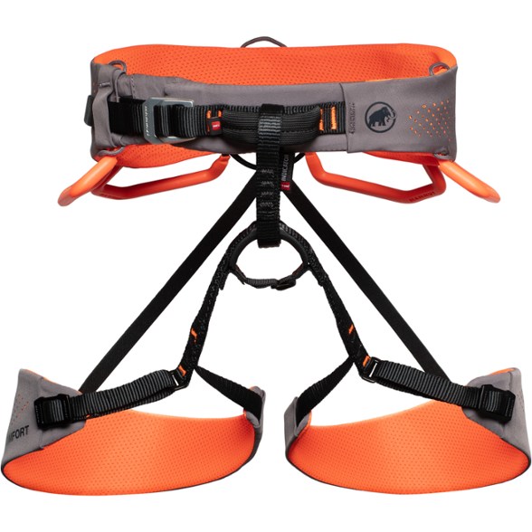 Elevate Women's Adjustable Climbing Harness in a bright color, highlighting its sleek design and adjustable features.