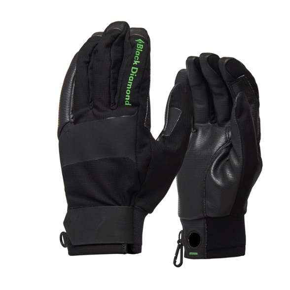 Close-up of Peak Performance Climbing Gloves highlighting the Slip-Stop palms and articulated fingers.