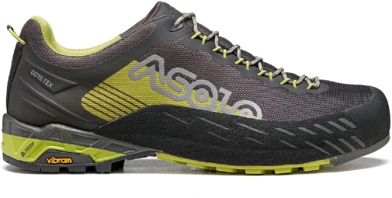 Asolo Eldo GV approach shoes from the side, showcasing the sleek design and rugged outsole.