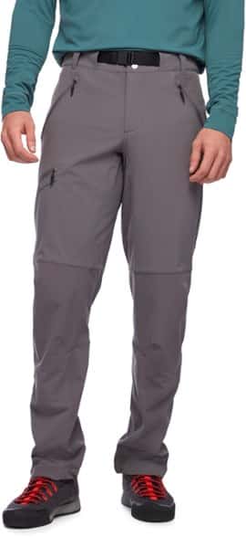 Close-up of the AdventureFlex men's stretch climbing pants on a rocky ascent.