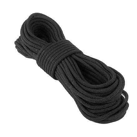 Close-up of BlueWater Assaultline tactical rope showing braided polyester sheath and nylon core