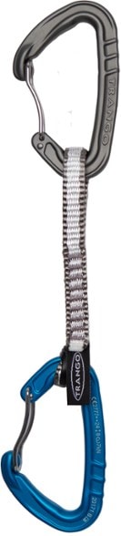 Phase Lightweight Quickdraw showing wire gate carabiner and Dyneema sling, perfect for sport climbing.