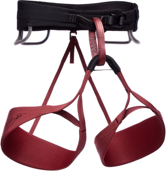 Front view of the Babsi Zangerl women's climbing harness with gear loops.