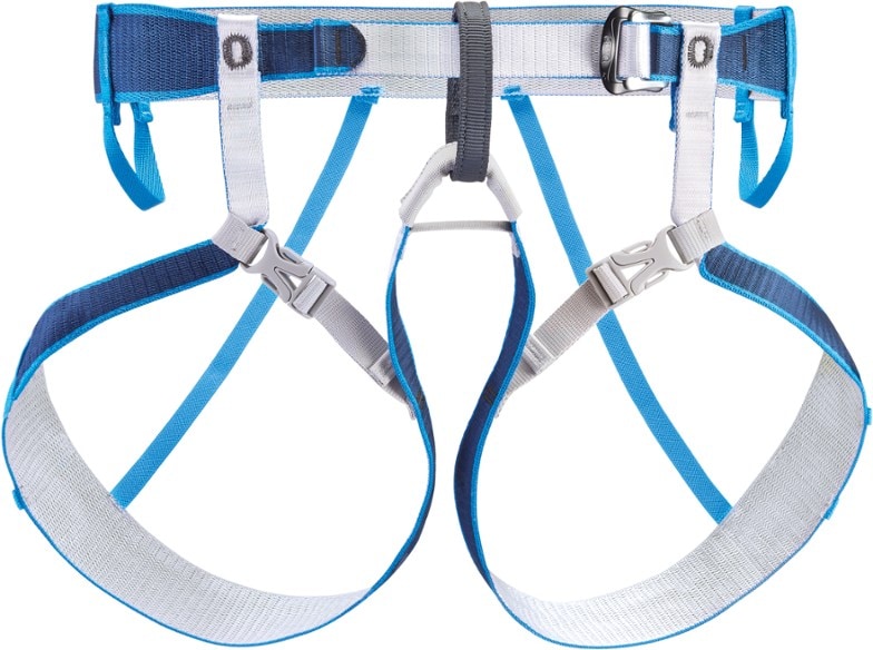 Petzl Tour harness in action during ski touring, showcasing its lightweight and compact structure.