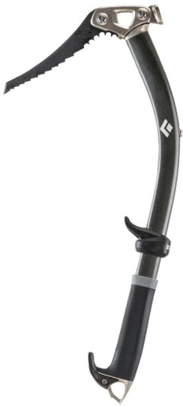 Black Diamond Viper Hammer Ice Tool held by climber against snowy backdrop