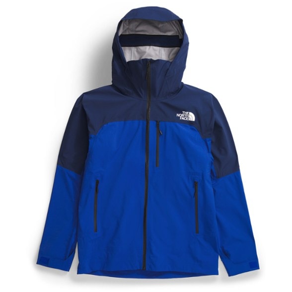 Front view of the Men's Summit Series Torre Egger FUTURELIGHT Climbing Jacket, showcasing its breathable and waterproof design.