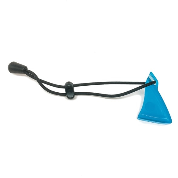 Blue Ice adjustable spike protector securely fitted on ice axe tip for mountaineering gear