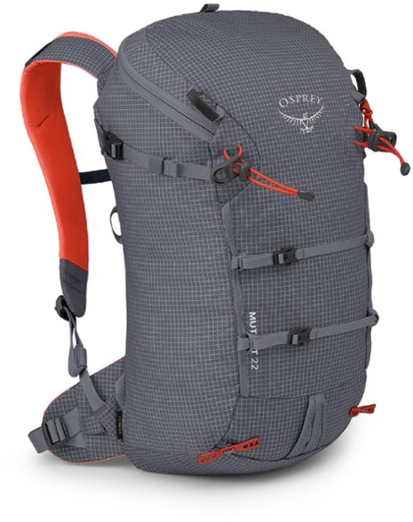 Osprey Mutant 22 backpack side view showing lightweight design and alpine gear attachments