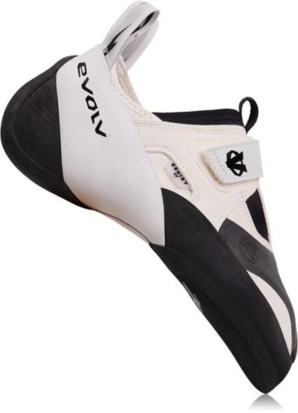 Close-up of Zenist LV Climbing Shoes highlighting the synthetic microsuede upper and strap closure.