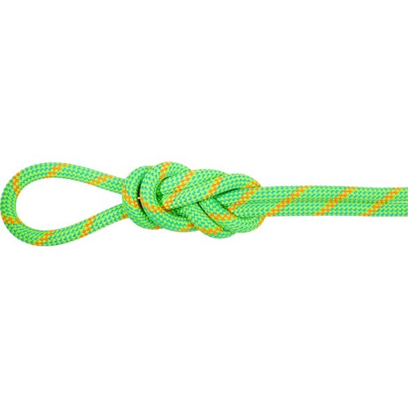 Close-up of AlpineGuard 8.0 Eco Dry half rope showing abrasion resistant dry rope coating and center mark