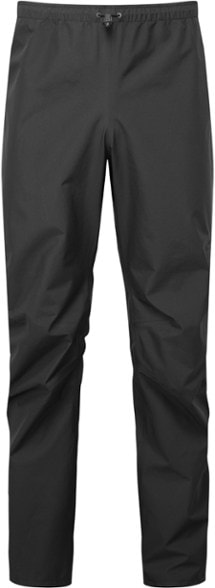 Front view of men's mountaineering pants with waterproof GORE-TEX fabric in use on snowy terrain.