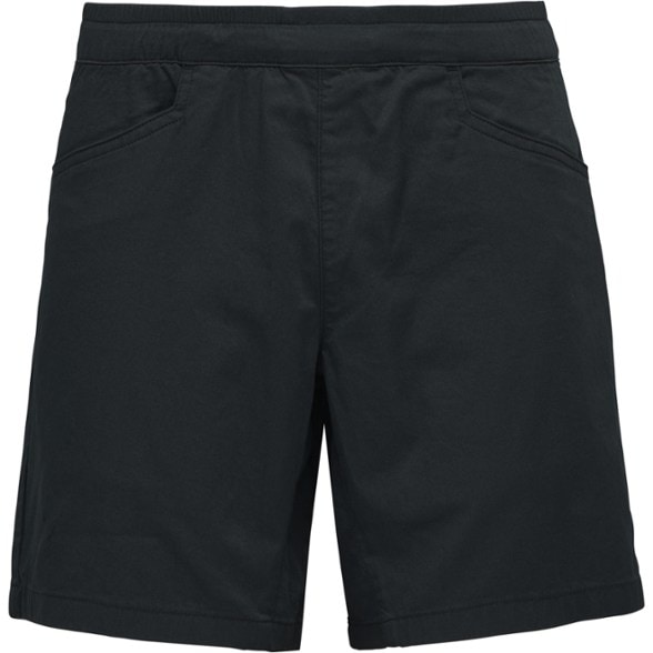 Side view of men's climbing shorts showing elastic waistband and deep hand pockets