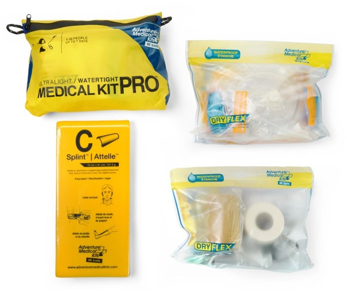 SummitGuard ultralight medical kit with CPR mask open, showing compact wilderness first aid kit supplies