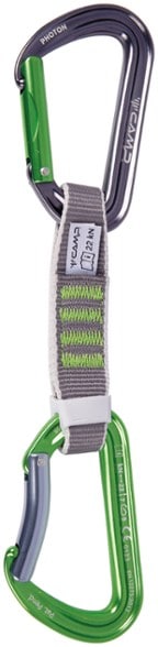 Photon Express KS quickdraw angled view highlighting lightweight carabiners