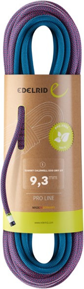 Close-up of Eco Dry 9.3mm climbing rope, highlighting its fine sheath structure and vibrant color.