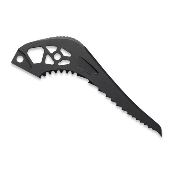 Close-up view of the Black Diamond Mixed Climbing Pick displaying its sharp teeth and chiseled tip.