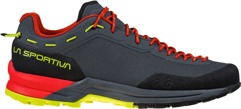 La Sportiva TX Guide approach shoes showing side view on rocky terrain