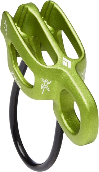 Close-up of the Black Diamond ATC-Alpine Guide belay device showcasing its compact design.