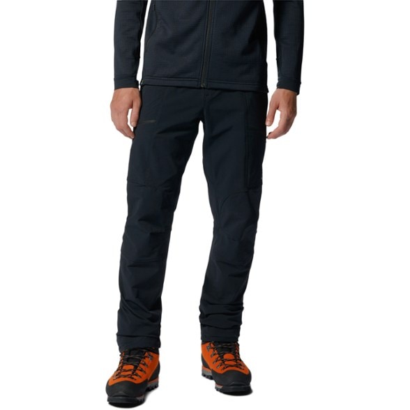 Chockstone Alpine Softshell Pants for Men, showing flexibility and fit during a climb.