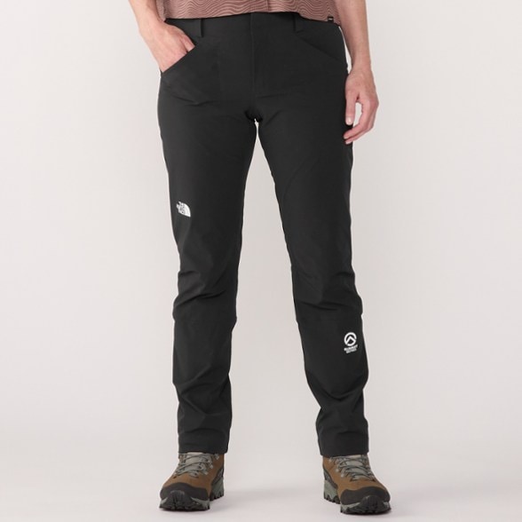 Side view of women's outdoor pants during a climbing session.