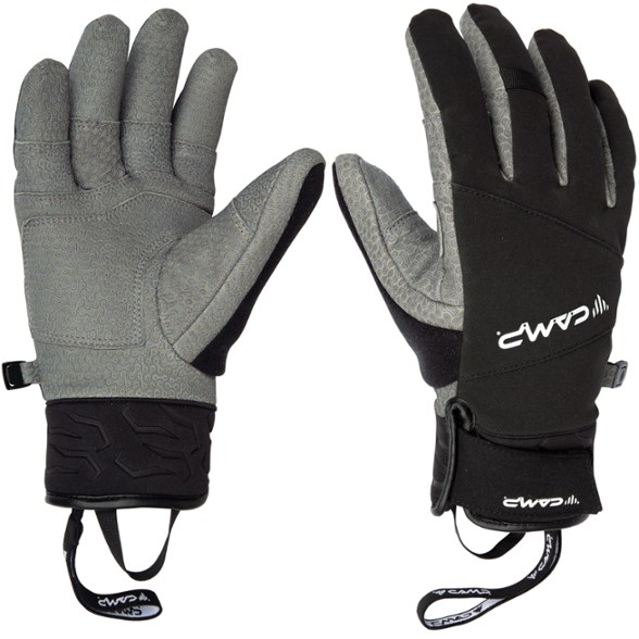 Close-up of Geko Pro Ice Climbing Gloves showing waterproof material and grip technology.