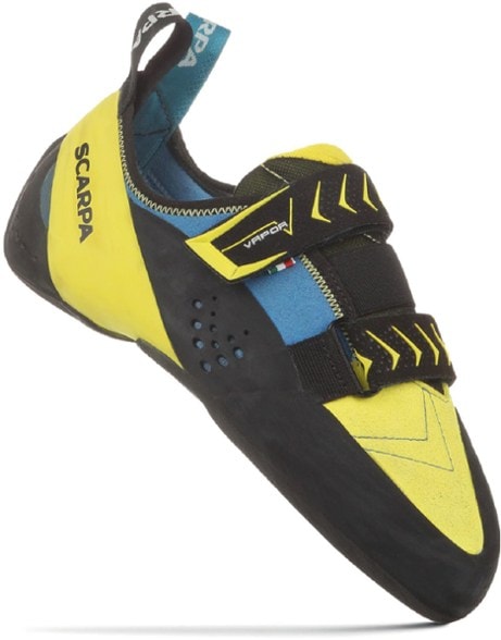 Scarpa Vapor V Men's climbing shoes showcasing their sleek design and grip capabilities.