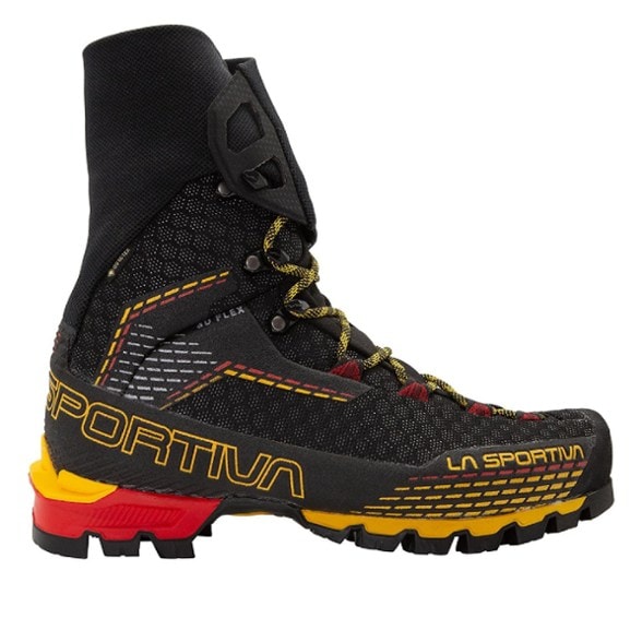 Side view of Trango Pro GTX Vortex climbing boots showing Vibram sole and ankle support