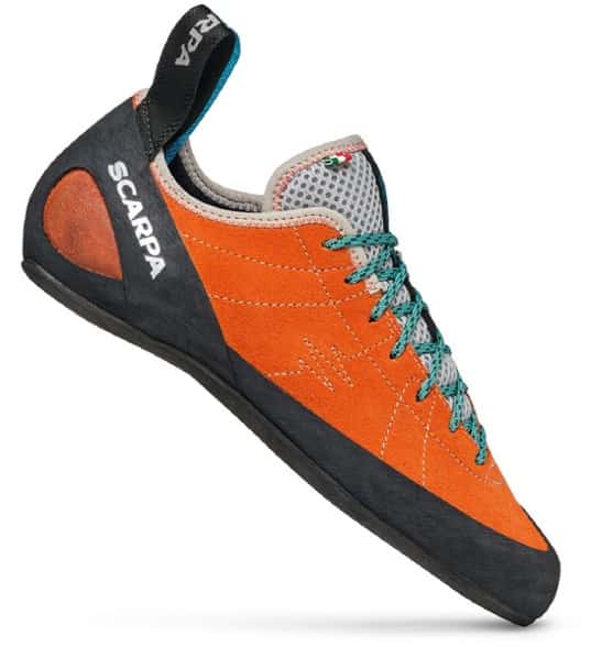 Helix Women's Climbing Shoes seen from the side, showcasing the sleek design and Vibram grip.