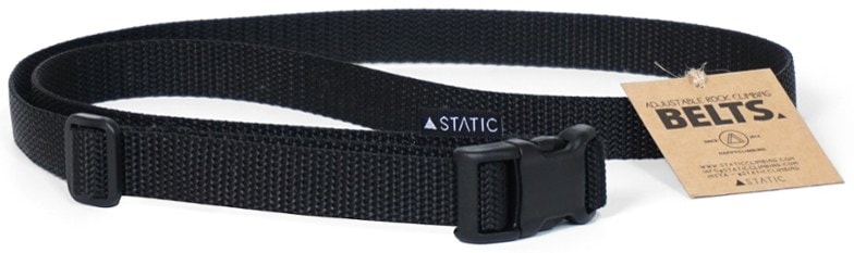 STATIC climbing chalk bag belt displayed against a rocky backdrop