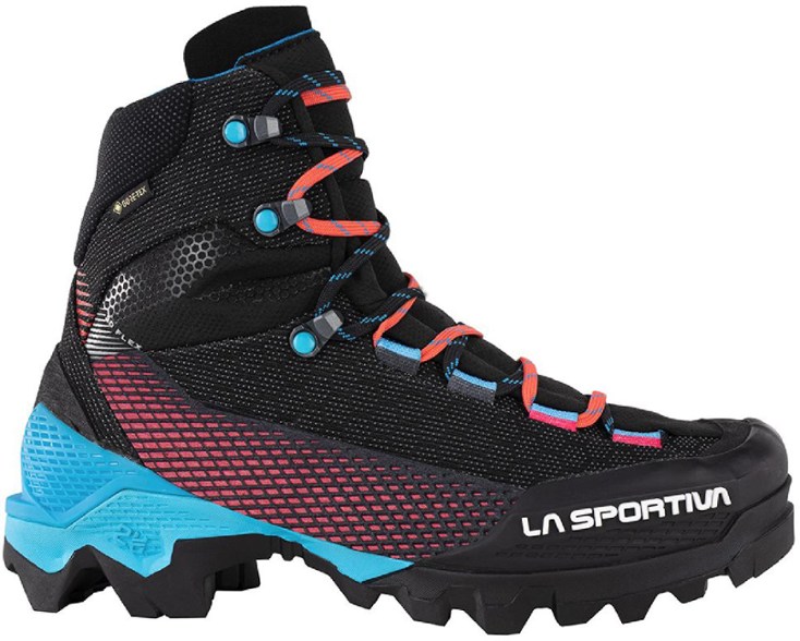 Side view of Aequilibrium ST GTX waterproof mountaineering boots with crampon compatibility