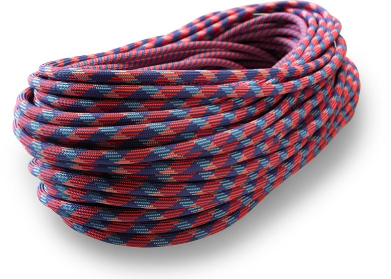 Maxim 9.9 mm dry climbing rope coiled for easy storage.