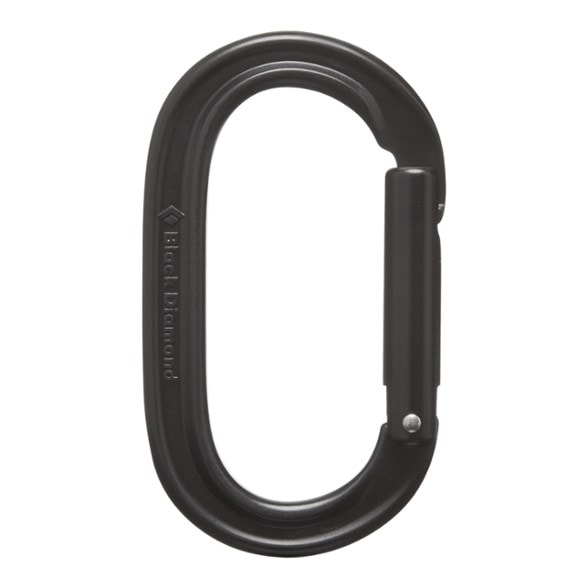 Close-up of Black Diamond Keylock Oval Carabiner showing its snag-free design.