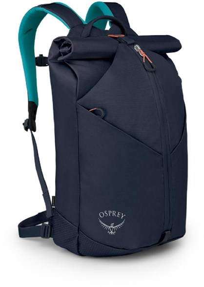 Side view of the Crux30 Adventure Pack showing roll-top closure and dual compartments ideal for climbing gear and daily essentials