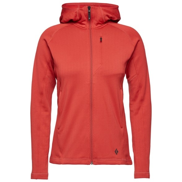 Close-up of the Summit Flex Women's Climbing Hoodie showing the technical fleece fabric.
