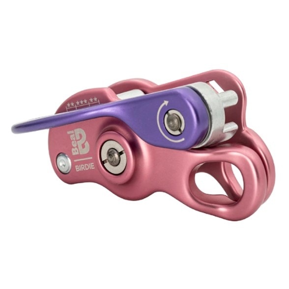 Beal Birdie Pro belay device showcasing ergonomic design and stainless steel components.