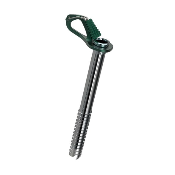 Aero Lite Pro Ice Screw showing aluminum and stainless steel design