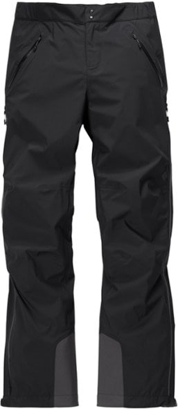 Men's Peak Performance Stretch Pants showcasing side zip ventilation and waterproof features.