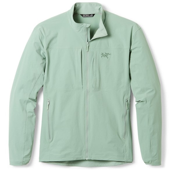 Men wearing the Arc'teryx Gamma wind-resistant jacket on a mountain hike, showcasing its lightweight design.