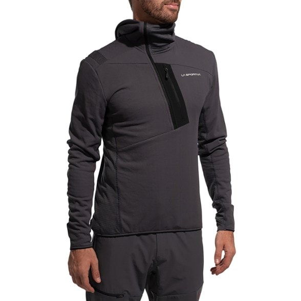 SummitLite climbing hoodie showcasing the lightweight fabric and fit for outdoor activities.