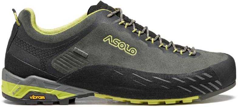Side profile of TrekPro GV men's approach shoes showcasing waterproof suede and rugged sole for climbing zones