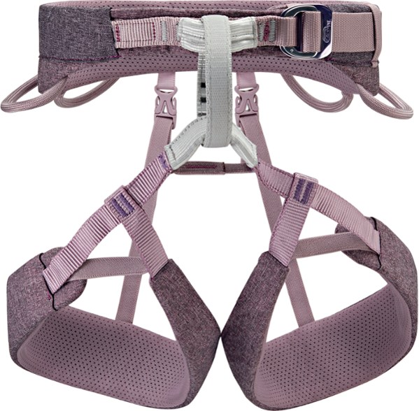 Close-up of the Petzl Selena Women's climbing harness highlighting the contoured waistbelt.