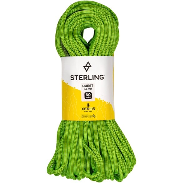 Close-up view of Sterling Quest 9.6 mm Dynamic Climbing Rope showcasing its smooth sheath.
