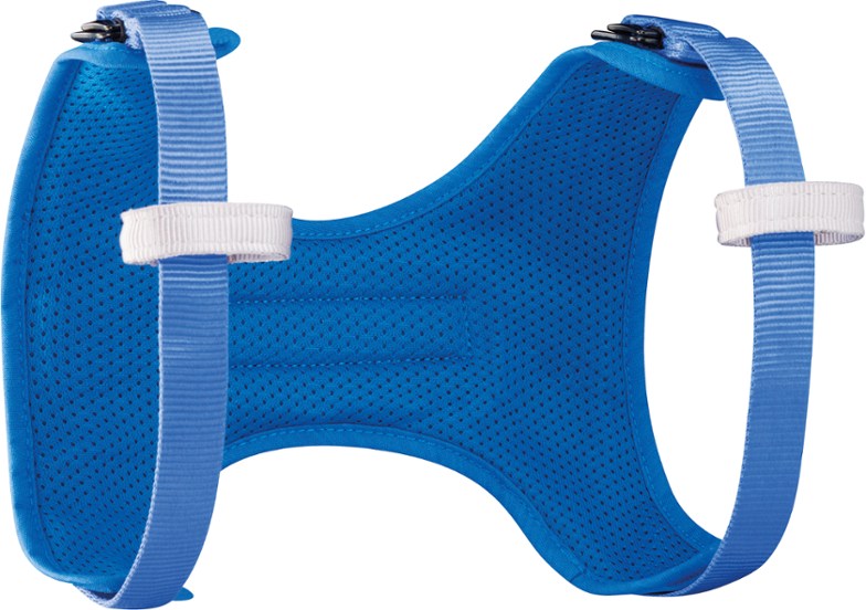 Petzl kids climbing shoulder straps featuring padded design for comfort.