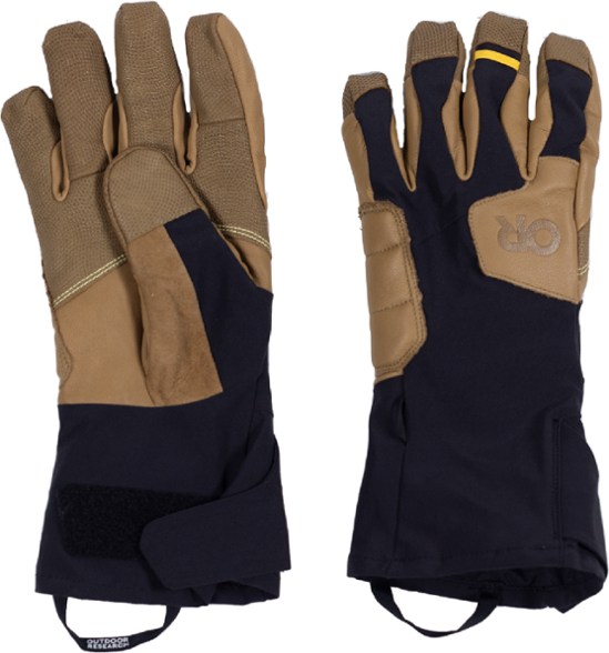 Extravert gloves showing wind and water resistance in snowy conditions.