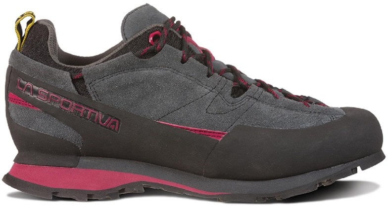 Boulder X women's approach shoes showcasing the durable leather upper and sticky rubber outsole.