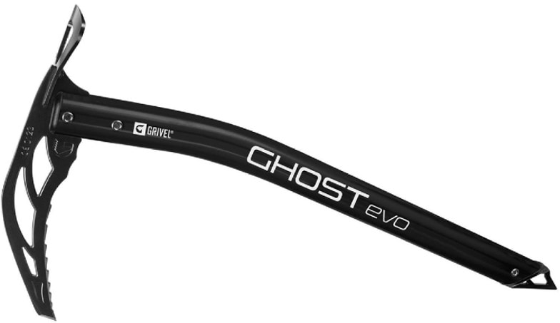 Grivel Ghost EVO ice axe with classic spike and bent shaft for mountaineering